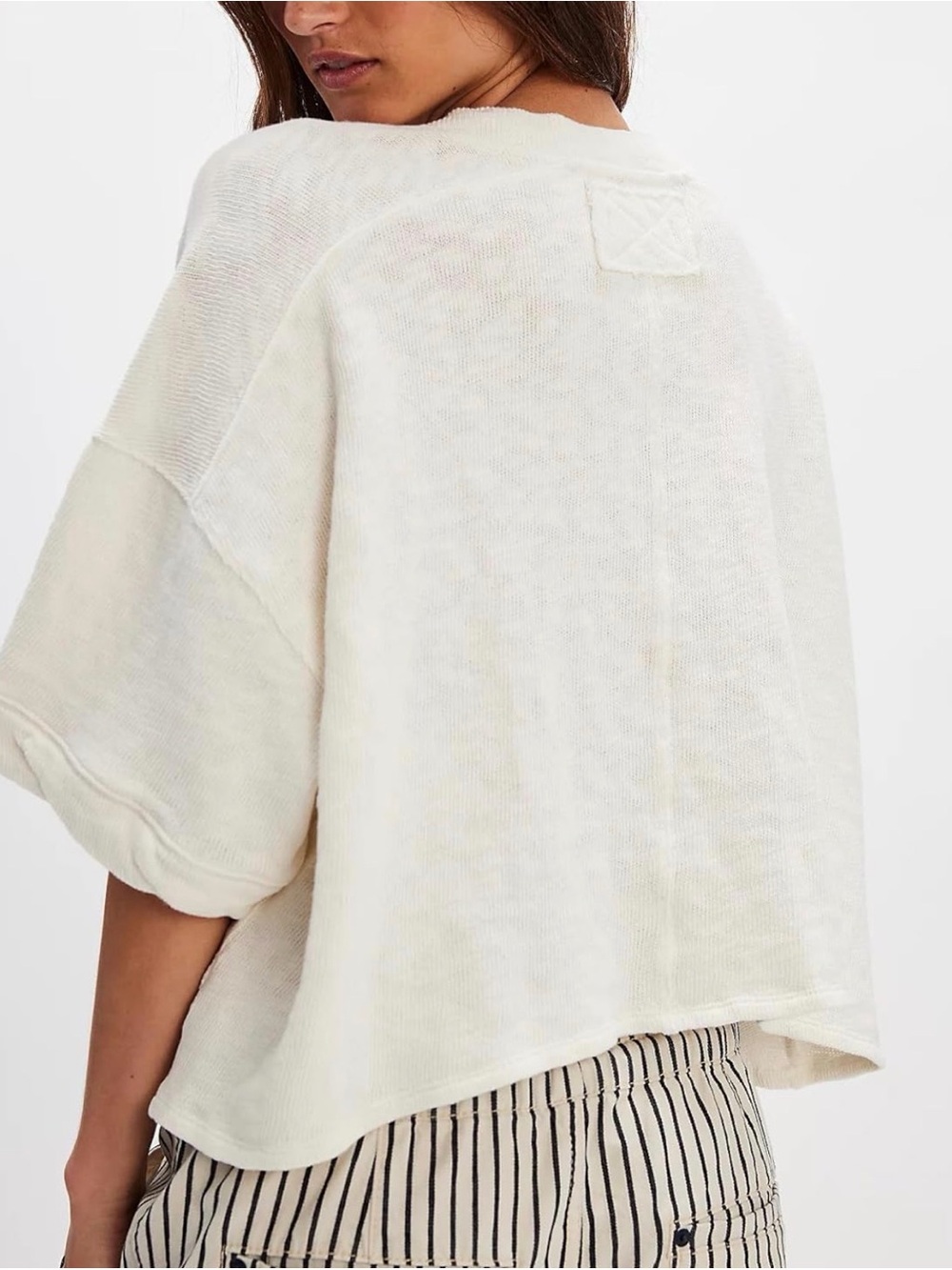 Relaxed Cream Button-Front Women's Shirt - Picture 4 of 7